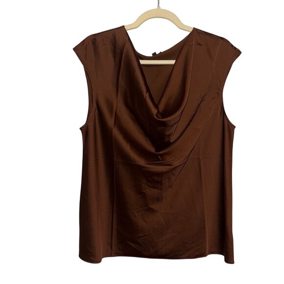 Talbots Womens Brown Cowl Neck Sleeveless Blouse Size L - Picture 1 of 5